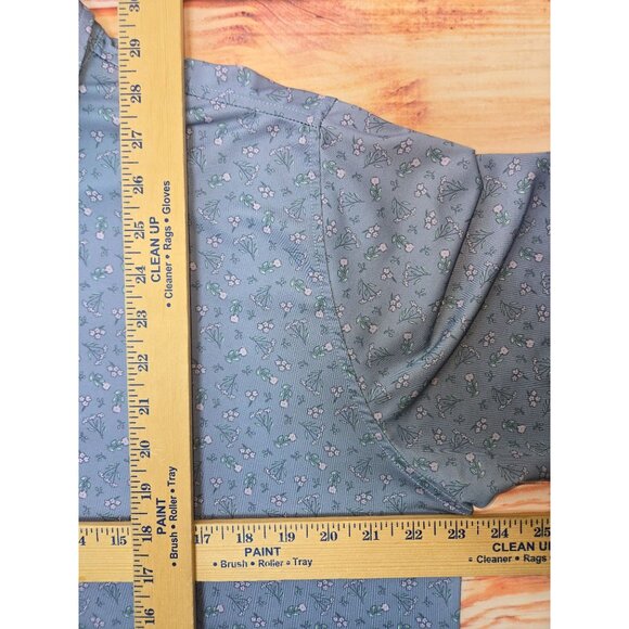 FootJoy FJ Mens Blue Floral Golf Polo Shirt Medium - Picture 8 of 8